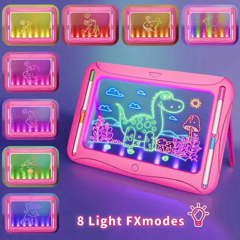 LED Light-Up Doodle Board – 9 Double-Sided Cards with Markers, Art Toy for Kids 3-8