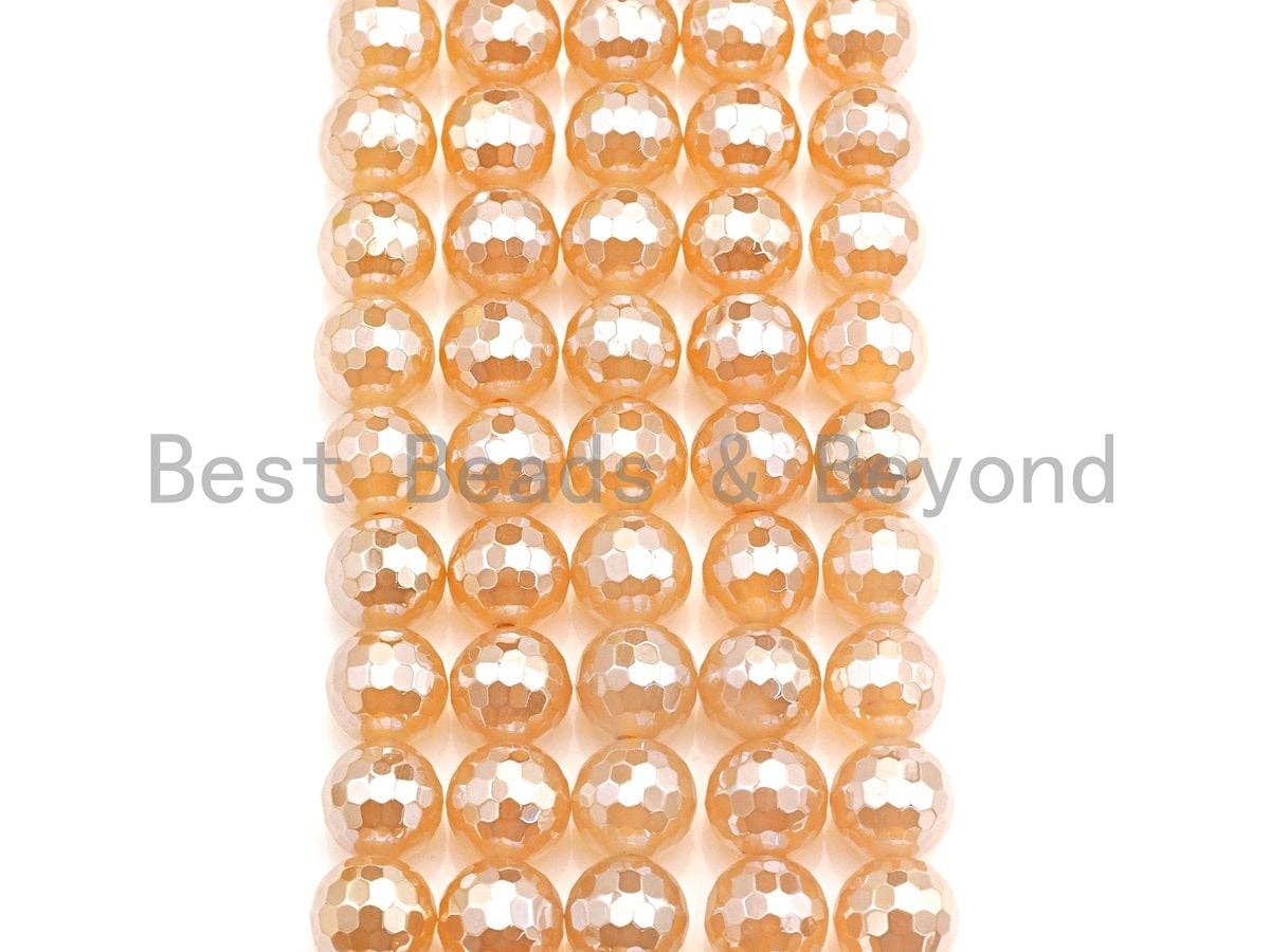 Mystic Faceted Agate Beads,6mm/8mm/10mm/12mm Gold Champaign Color Agate Gemstone Beads, 15.5" Full Strand, Sku#U688