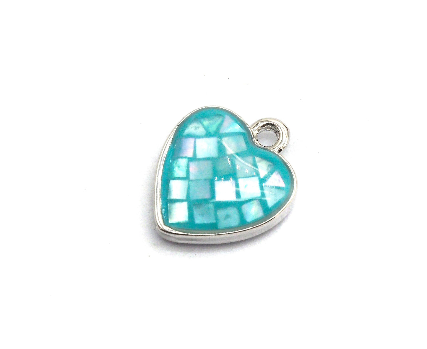Natural Blue Shell Heart Shape Charm, 12x10mm, Sku#Z314