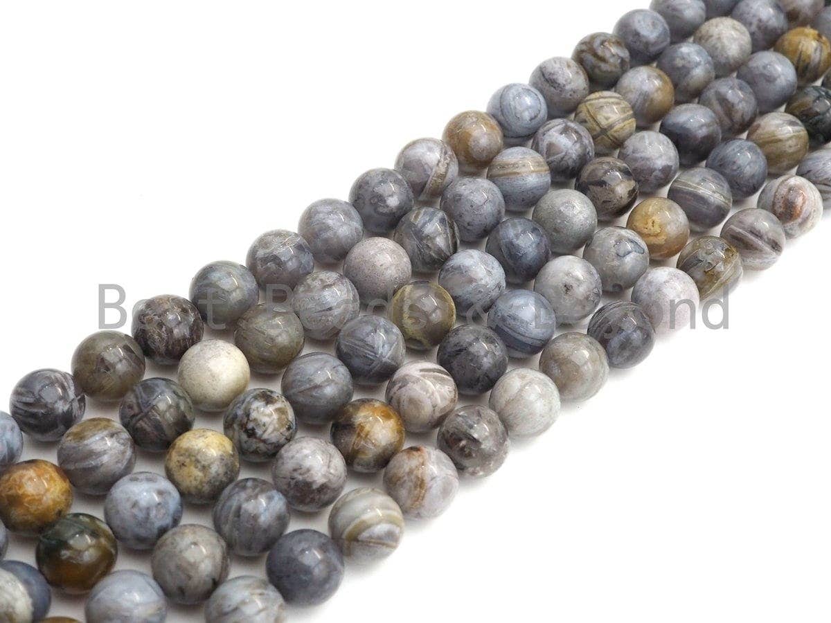 Quality Natural Silver Needle Agate Beads, 6mm/8mm/10mm/12mm Round Agate Beads, 15.5" Full Strand, Sku#U803