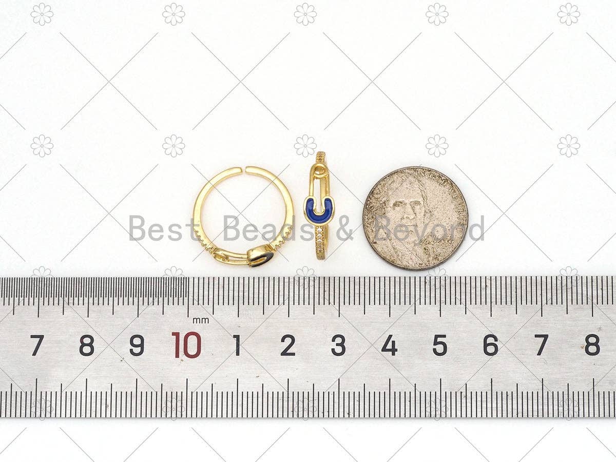 Colorful Enamel Safety Pin Shape Adjustable Ring