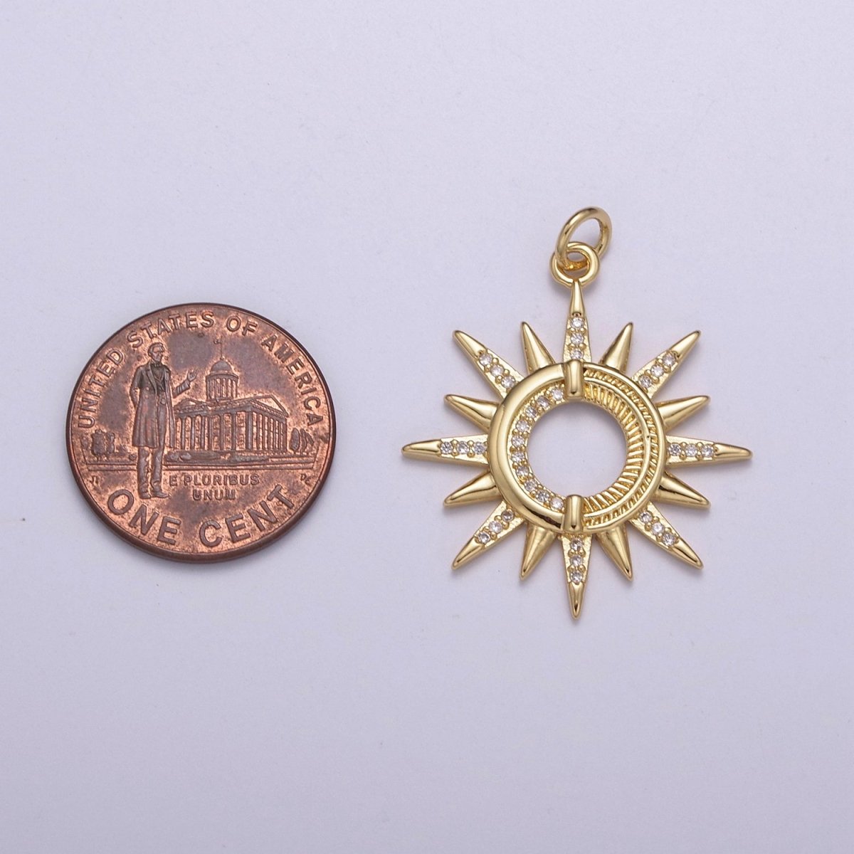 Dainty 14K Gold Filled Ancient Sun pendant charms, celestial sunburst charm dangle pendant Necklace Earrings C-198