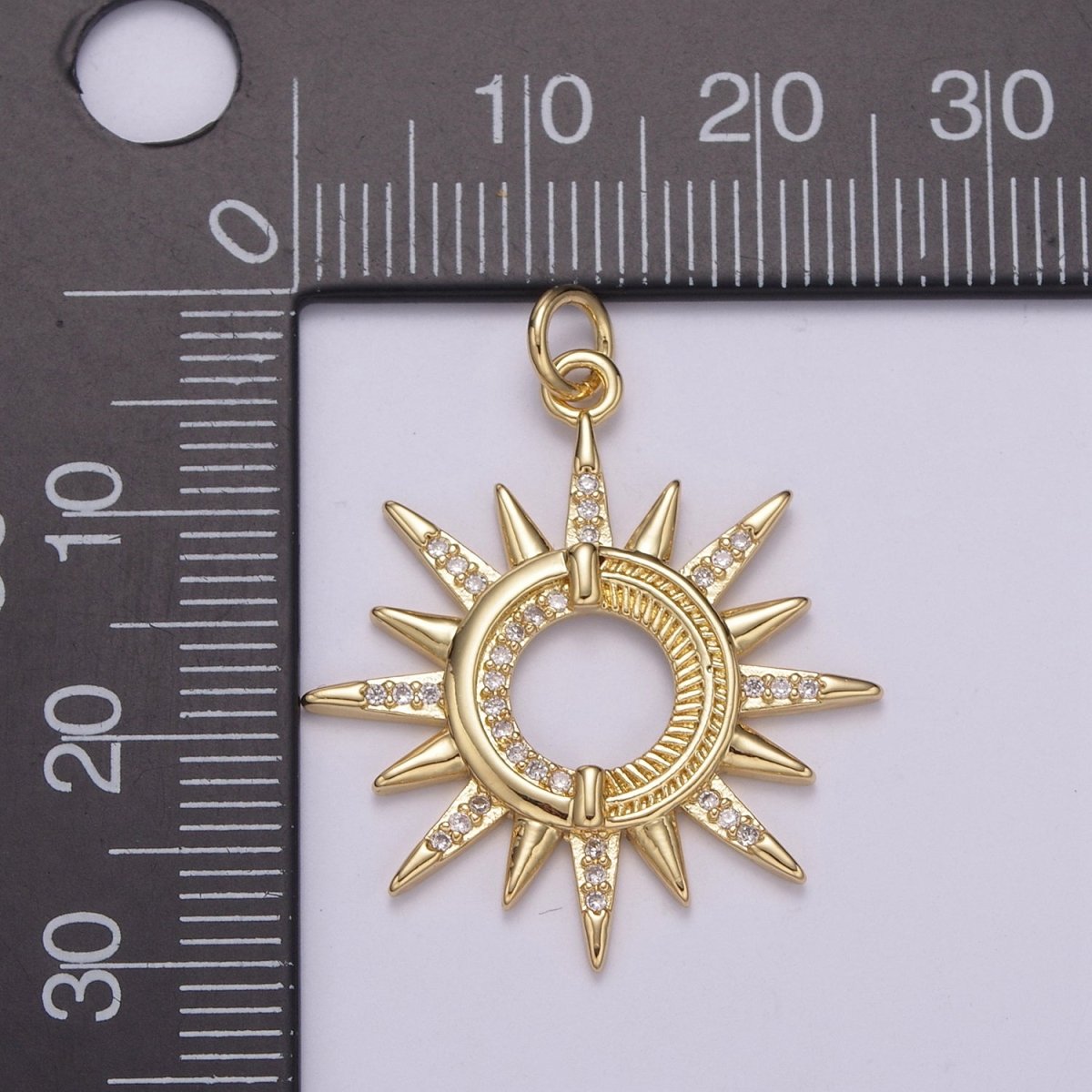 Dainty 14K Gold Filled Ancient Sun pendant charms, celestial sunburst charm dangle pendant Necklace Earrings C-198