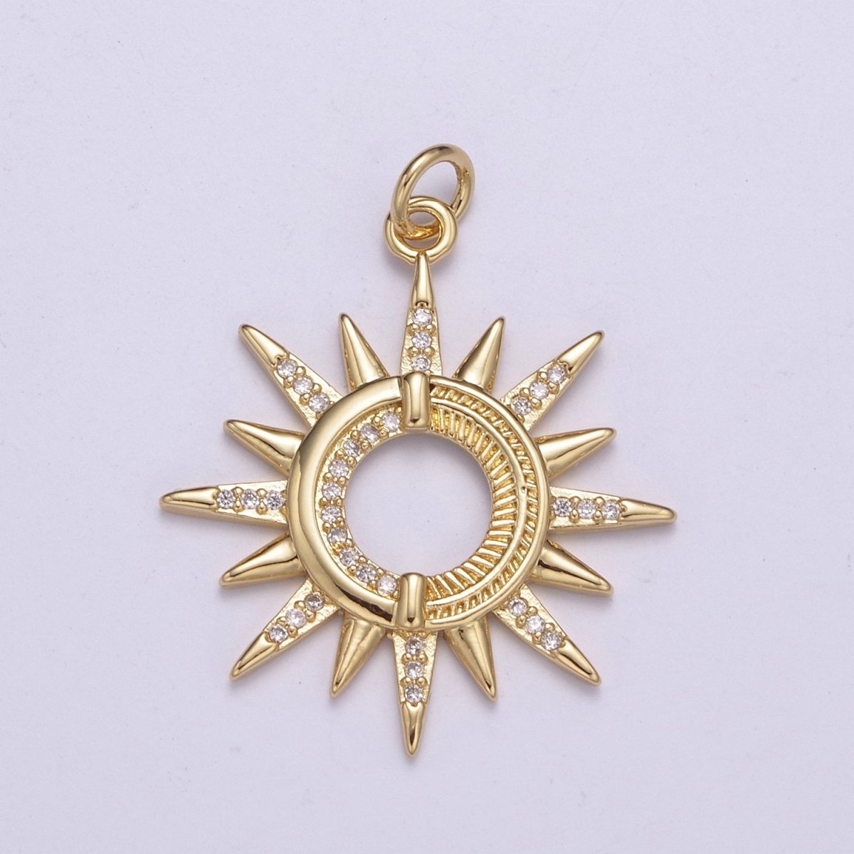 Dainty 14K Gold Filled Ancient Sun pendant charms, celestial sunburst charm dangle pendant Necklace Earrings C-198
