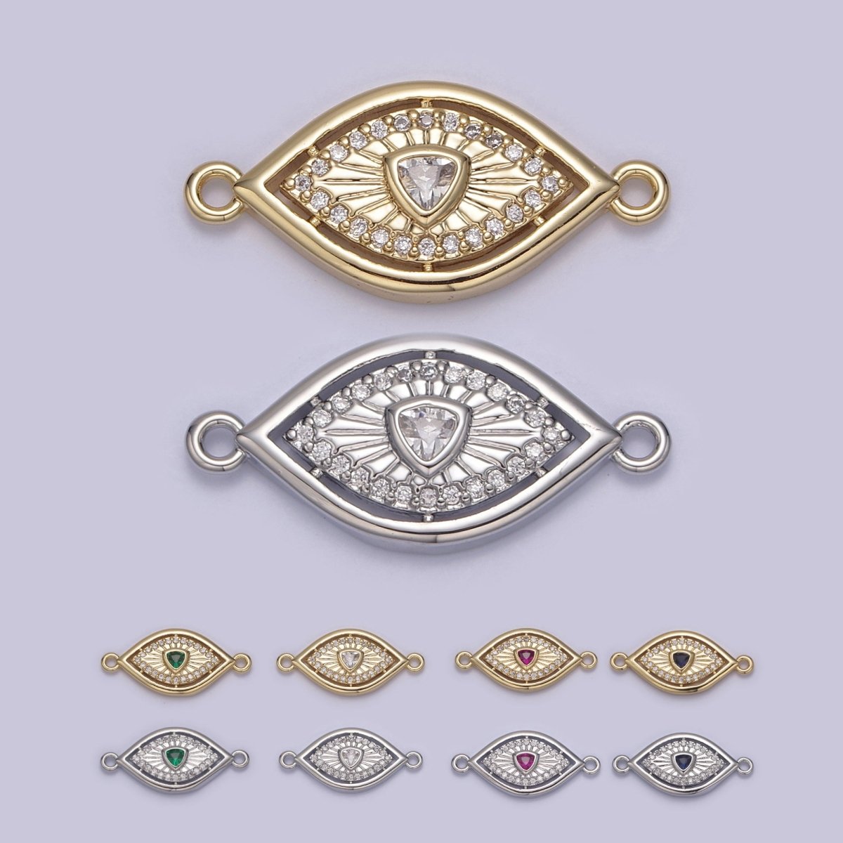 Dainty 14k Gold Filled Evil eye Charm Connector for Bracelet Necklace Component Link Connector Finding Supply Y-450 - Y-457