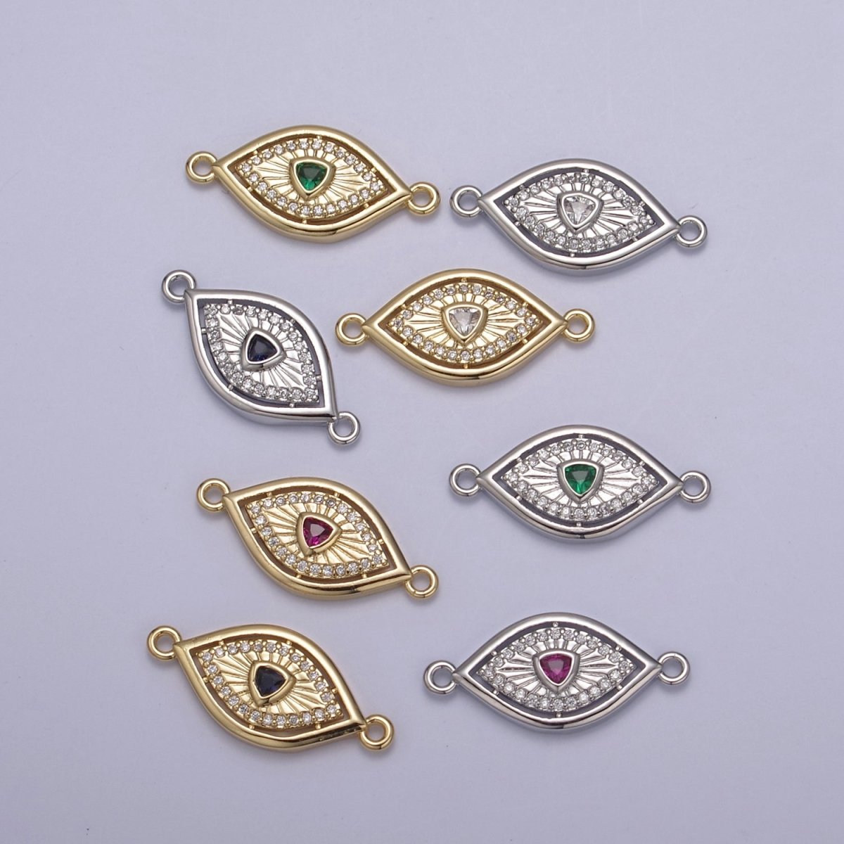 Dainty 14k Gold Filled Evil eye Charm Connector for Bracelet Necklace Component Link Connector Finding Supply Y-450 - Y-457