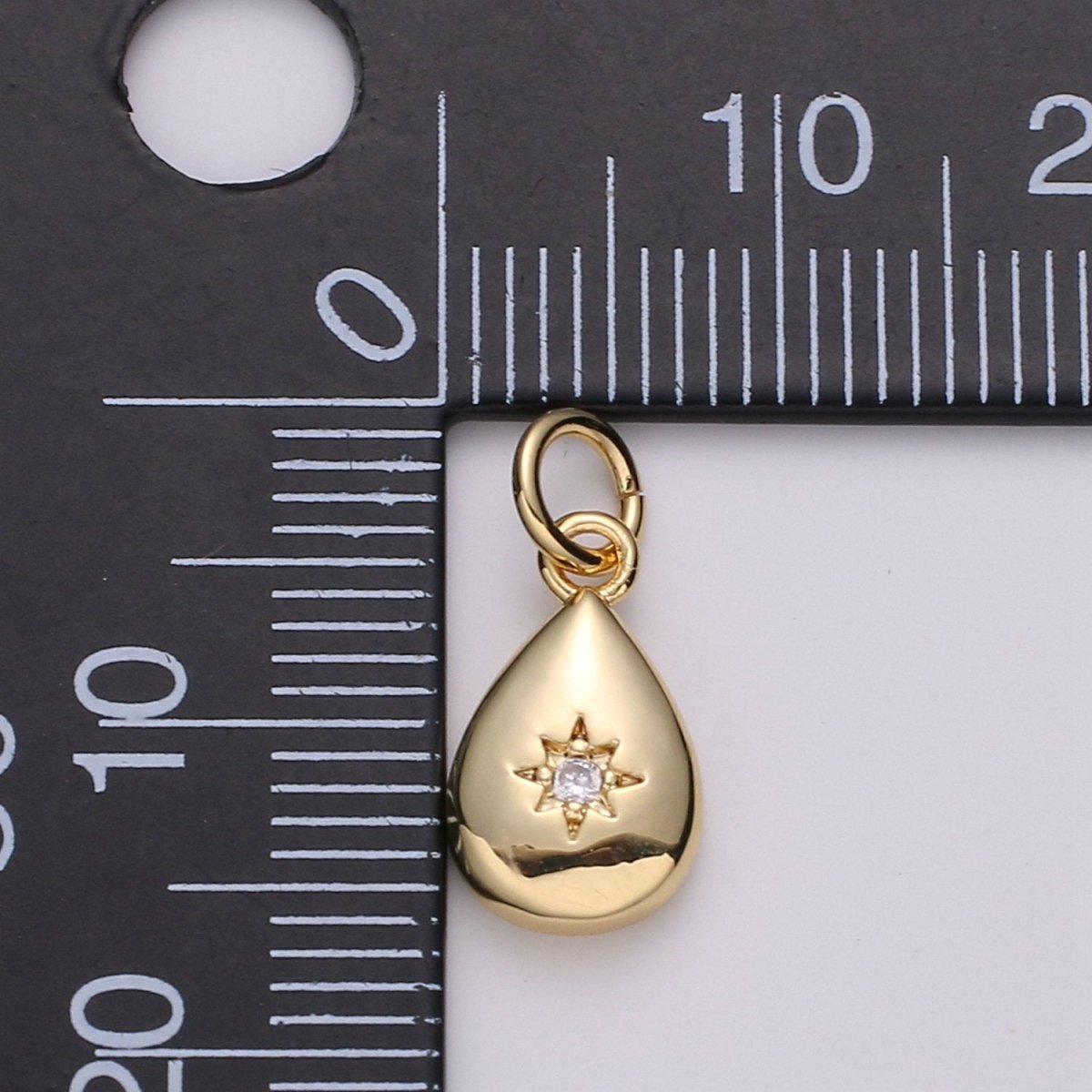 Dainty 14K Gold Filled North Star Charm Cubic Zirconia Tear Drop Pendant in Gold micro Pave CZ North Star Pendant Jewelry Making | D-429
