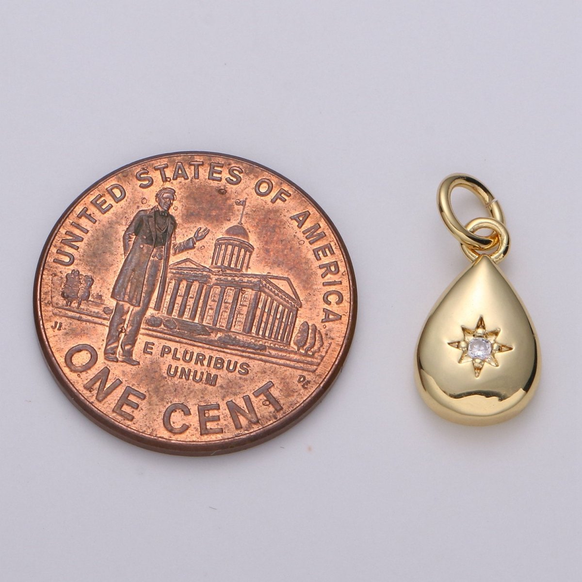 Dainty 14K Gold Filled North Star Charm Cubic Zirconia Tear Drop Pendant in Gold micro Pave CZ North Star Pendant Jewelry Making | D-429