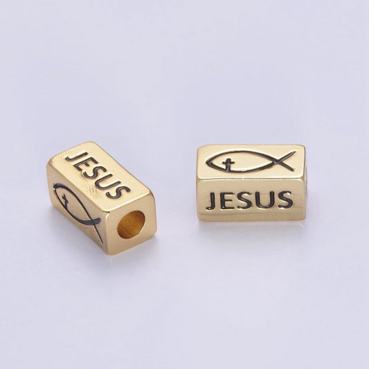 Dainty 14kt Gold Filled Religious Square Tube Bead - Seamless Rectangular Bead - Wholesale - Findings- Jewelry Making Spacer Bead B-173