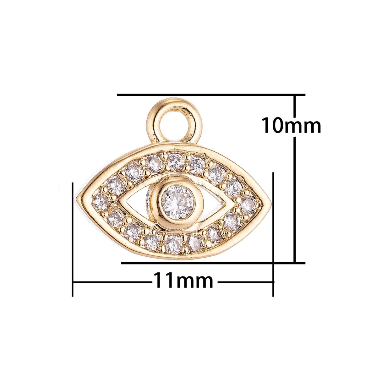 Dainty 18K Gold Filled Evil Eye Micro Pave Crystal Cubic Zirconia Bracelet Delicate Necklace Pendant Earring Gift for Jewelry Making C-002