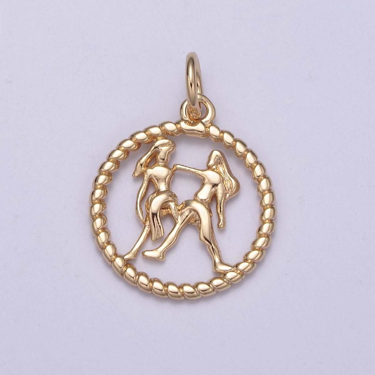 Dainty 18K Gold Filled Zodiac Horoscope Open Rope Edge Coin Charm | A-A1863-A-A1868