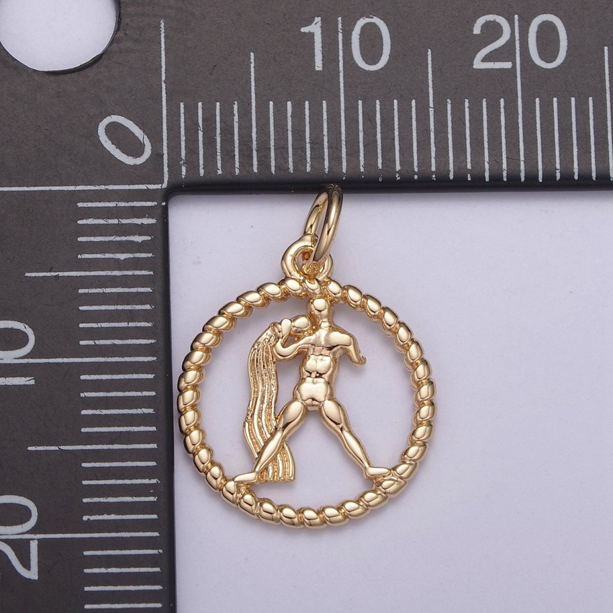 Dainty 18K Gold Filled Zodiac Horoscope Open Rope Edge Coin Charm | A-A1863-A-A1868