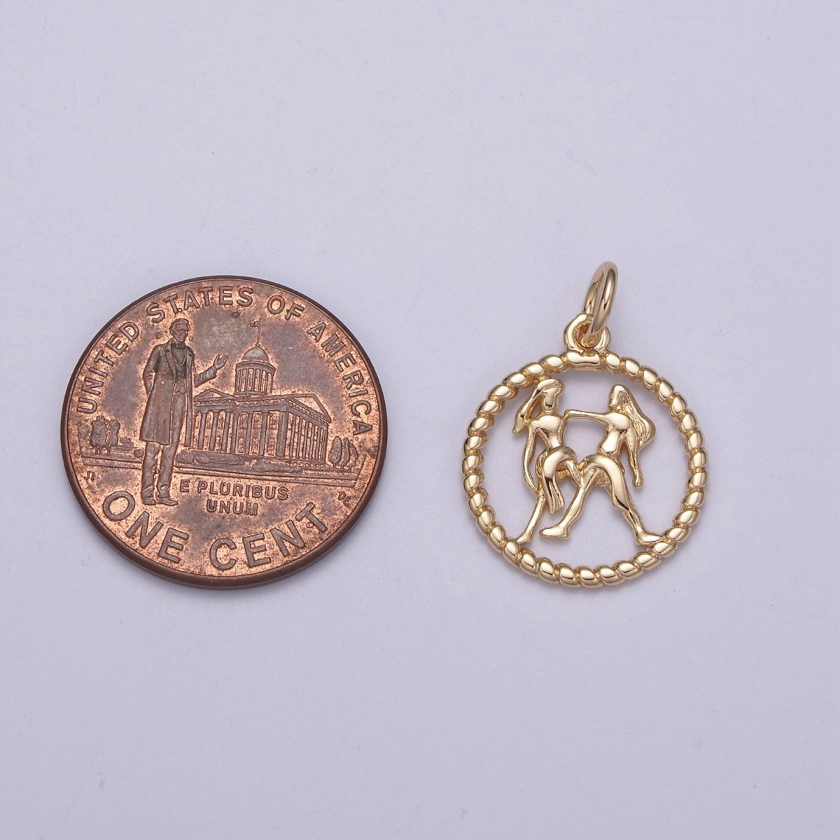 Dainty 18K Gold Filled Zodiac Horoscope Open Rope Edge Coin Charm | A-A1863-A-A1868