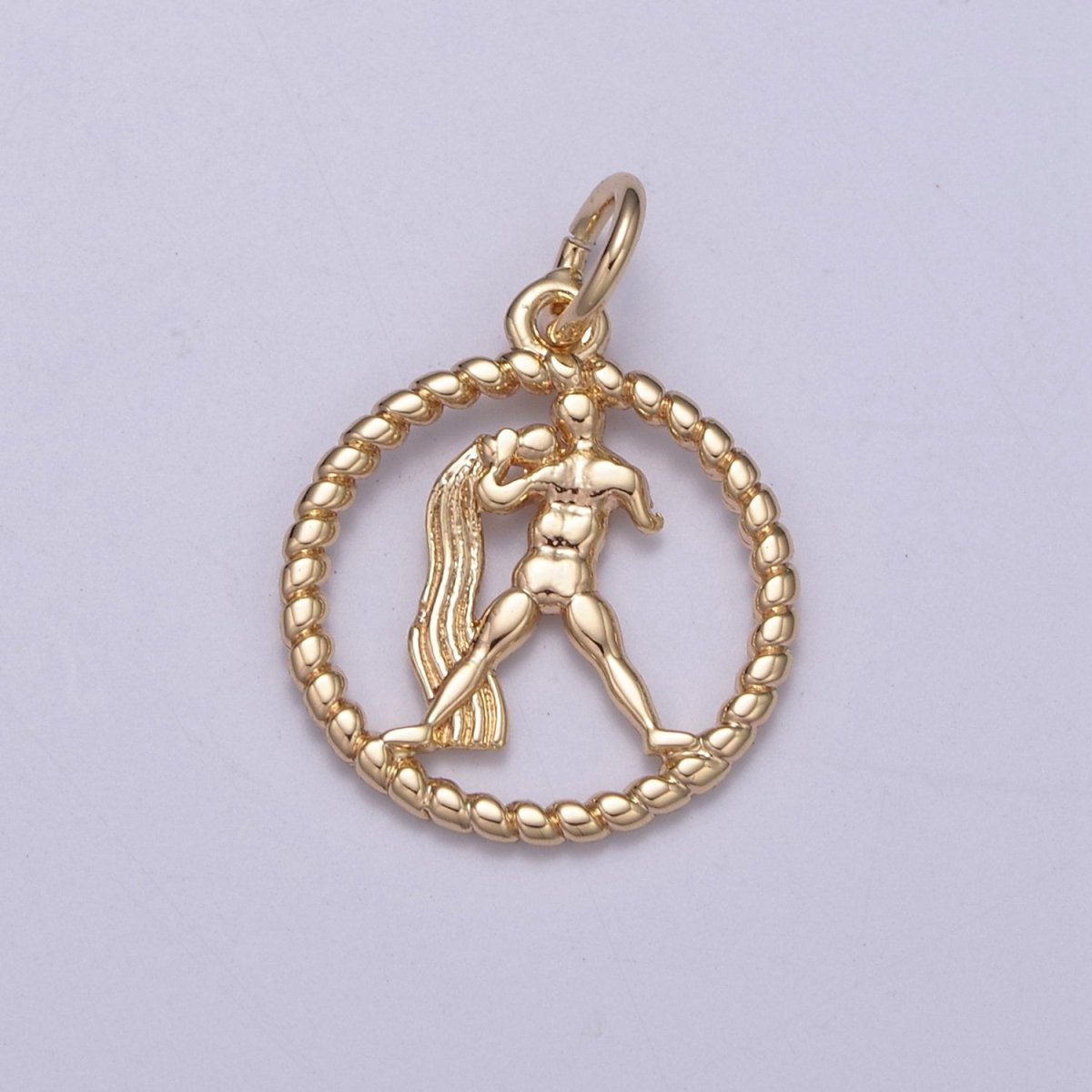 Dainty 18K Gold Filled Zodiac Horoscope Open Rope Edge Coin Charm | A-A1863-A-A1868