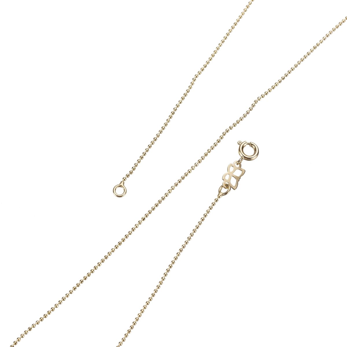 Dainty 1mm Beads Chain Necklace - 14K Gold Filled Bead Necklace - 17.75 Inches Layering Bead Necklace w/Spring Ring | CN-227