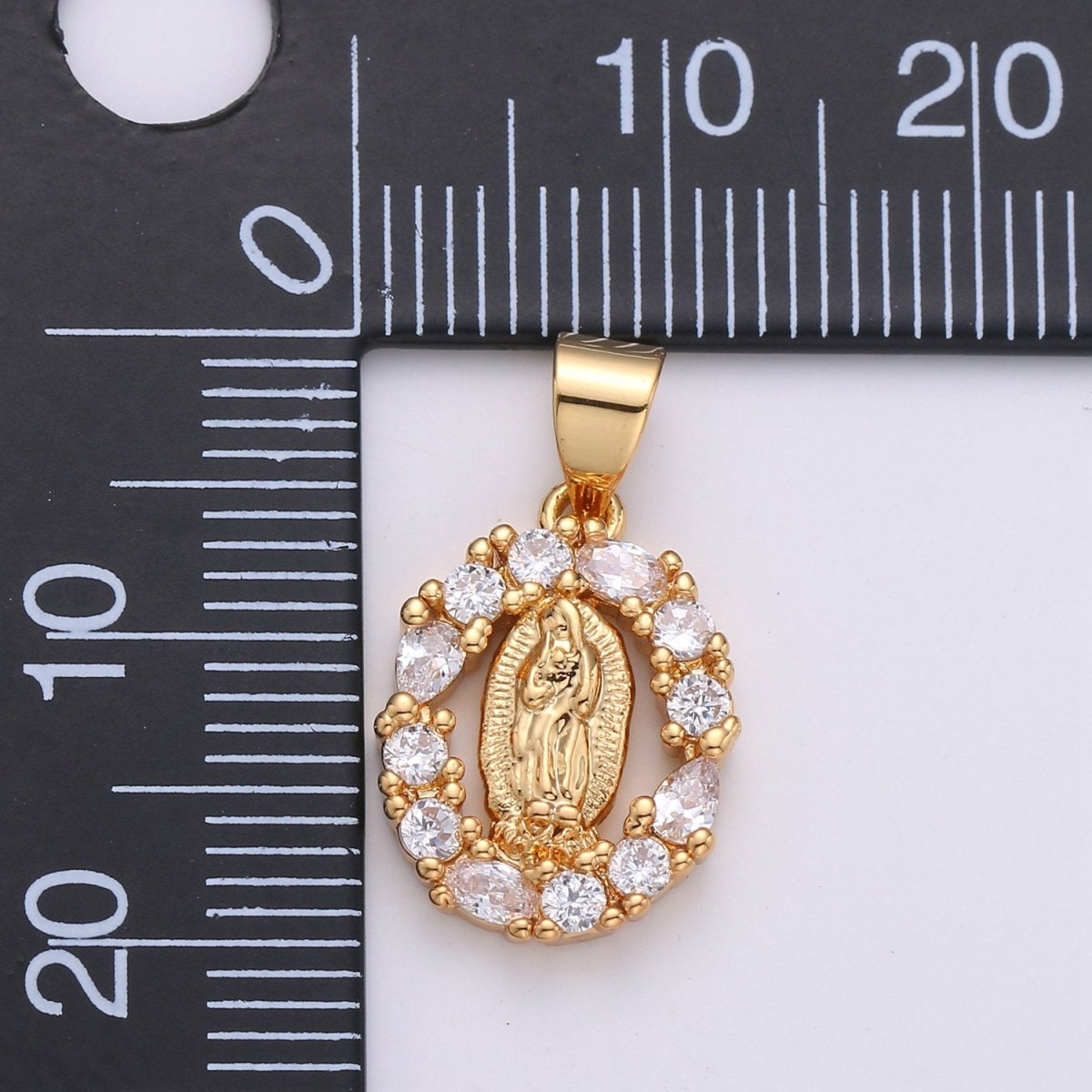 Dainty 24k Gold Filled Virgin Mary Pendant Necklace Micro Pave Lady Guadalupe Medallion Pendant for Necklace Religious Jewelry Supply I-629