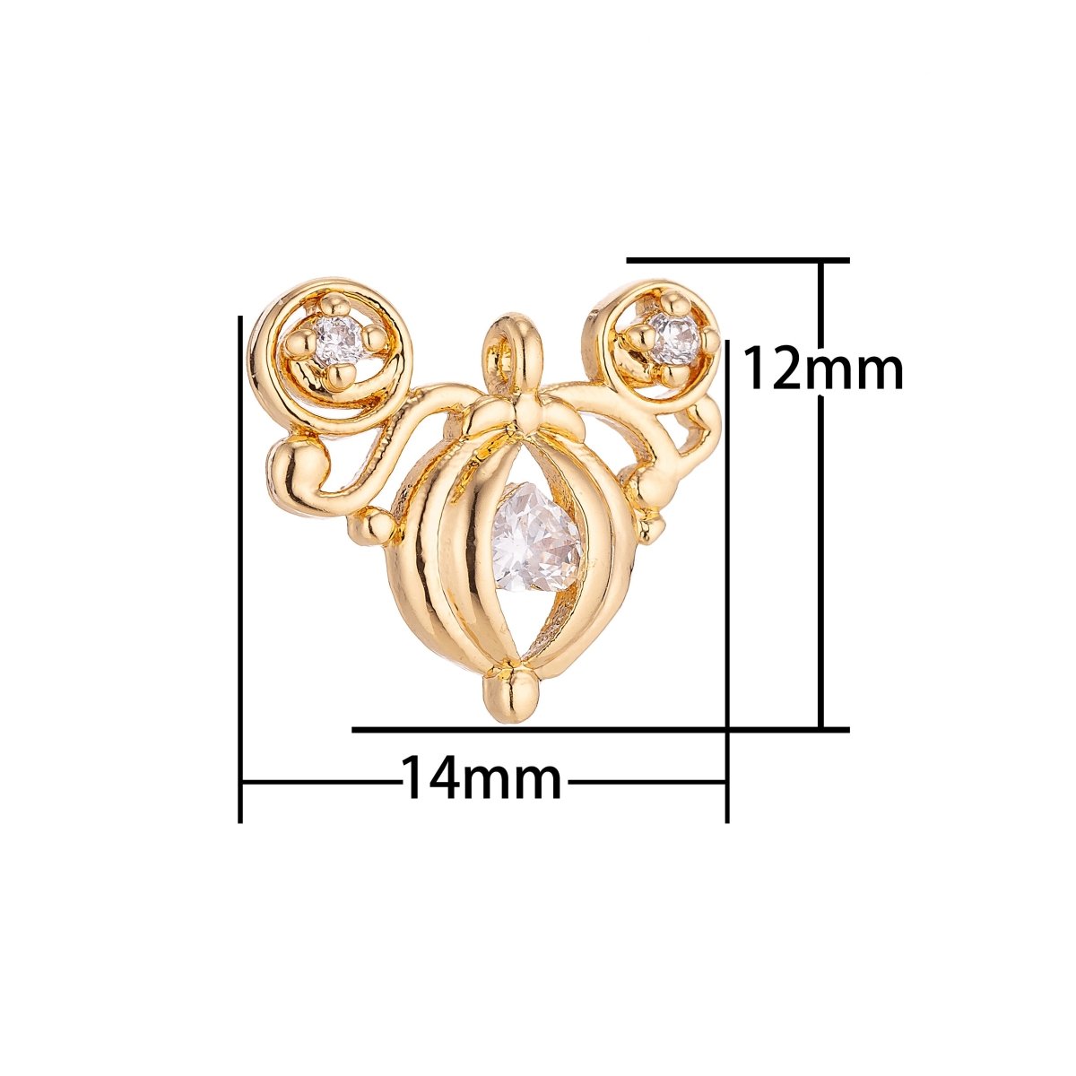 Dainty Chandelier Lamp Frame Charm CZ Crystal Mini Luxurious Gold Filled Charm Pendant C14
