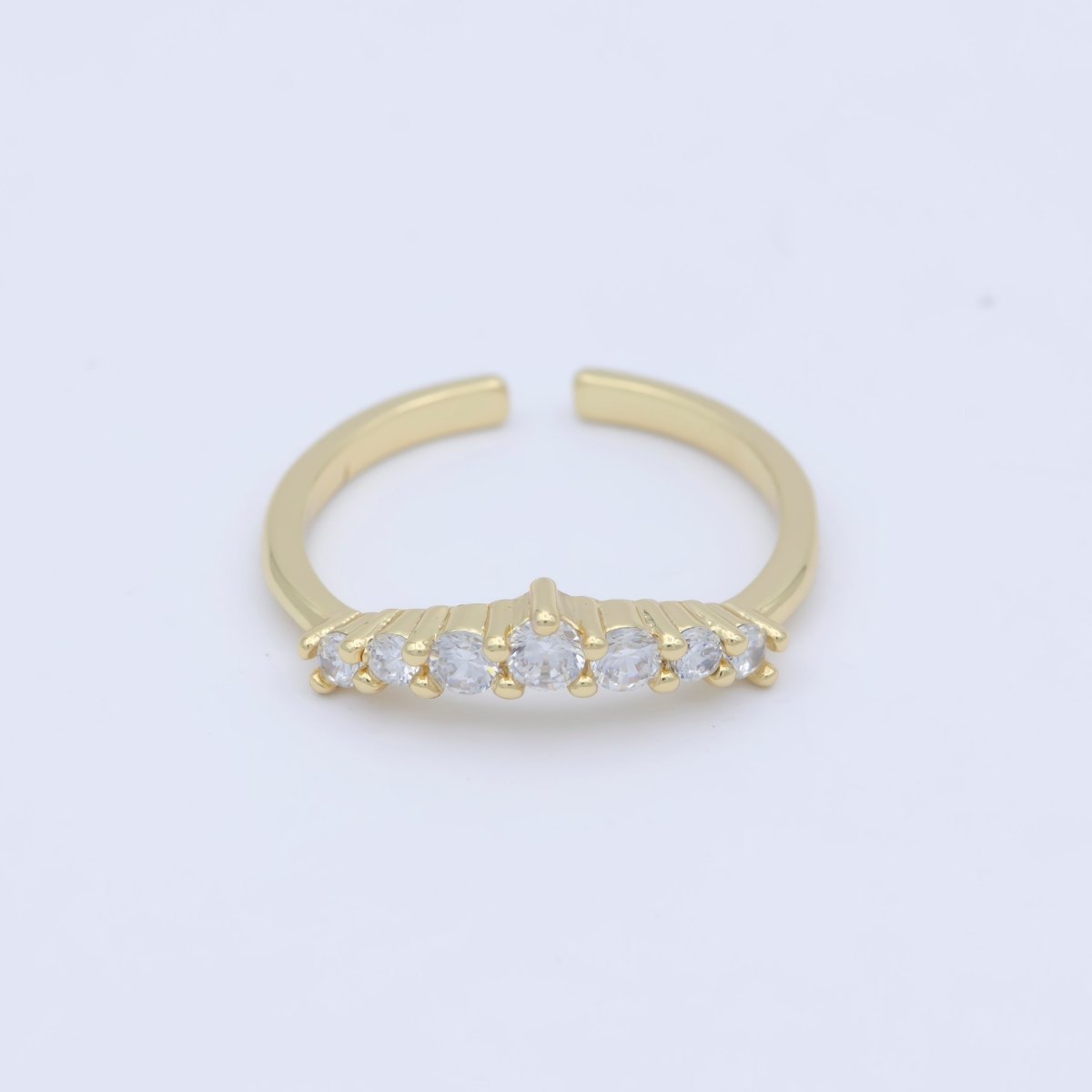 Dainty Clear Cz Stone Stackable Open Adjustable Ring in 18k Gold Filled Minimalist jewelry O-488