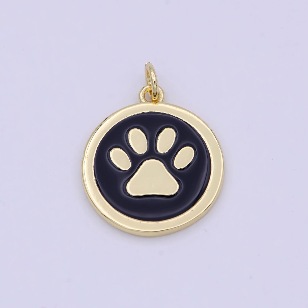 Dainty Coin Charm with Paw Print Animal Dog Puppy Charm for Pet Jewelry Collar Supply W-157