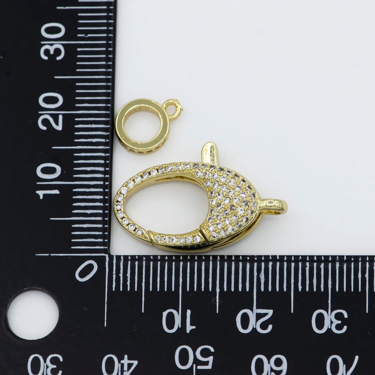 Dainty Crystal Gold Filled Oval Lobster Clasp with Jump Ring  L-315