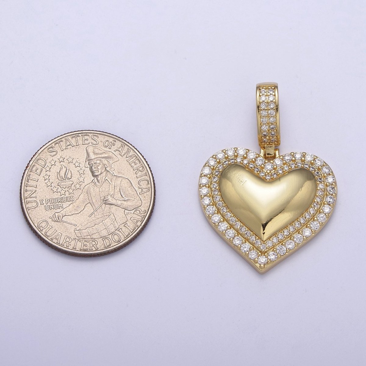 Dainty Cubic Zirconia Gold Filled Heart Charm Pendant H-328