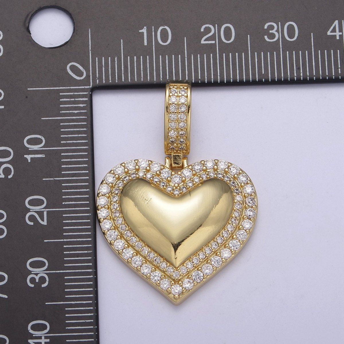 Dainty Cubic Zirconia Gold Filled Heart Charm Pendant H-328
