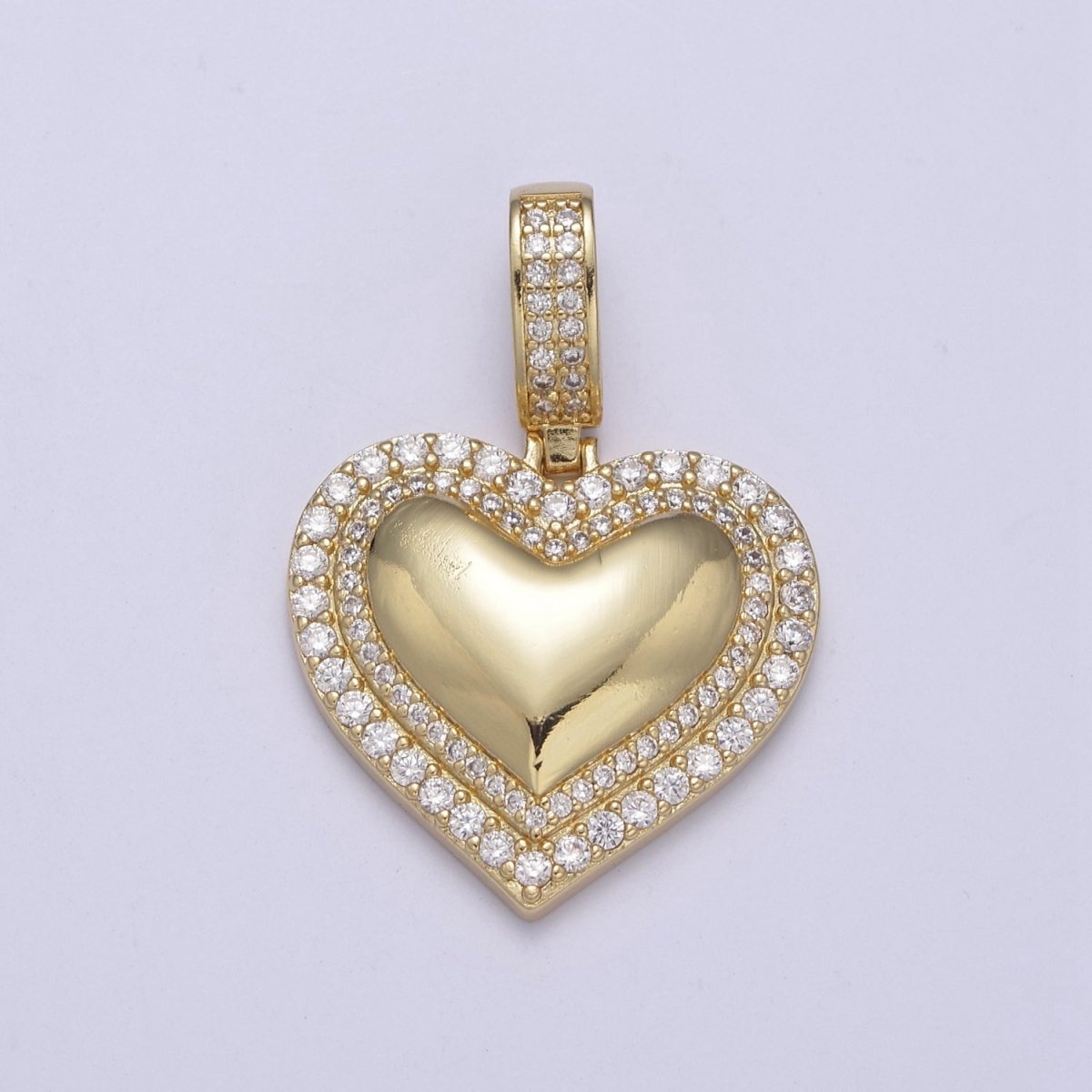 Dainty Cubic Zirconia Gold Filled Heart Charm Pendant H-328