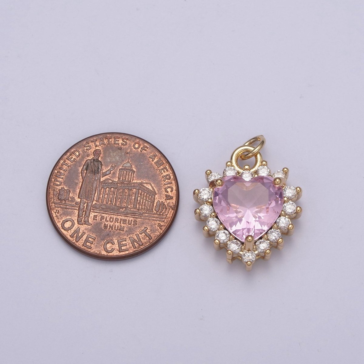Dainty Cz Crystal Heart Shape Charm Pendant, Cubic Zirconia Crystal Heart Shape Jewelry Pendant Charm Wholesale N-289 - N-294
