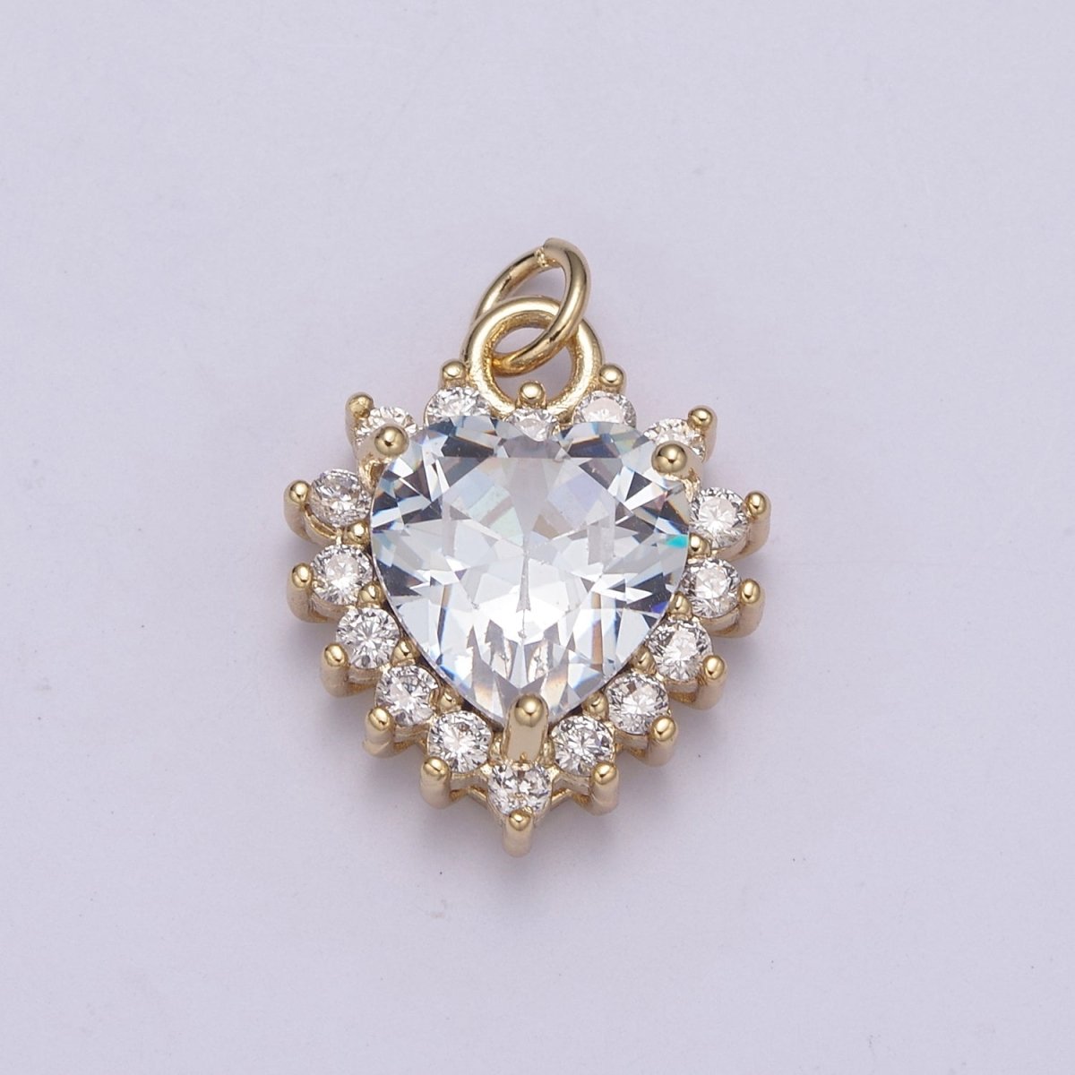 Dainty Cz Crystal Heart Shape Charm Pendant, Cubic Zirconia Crystal Heart Shape Jewelry Pendant Charm Wholesale N-289 - N-294