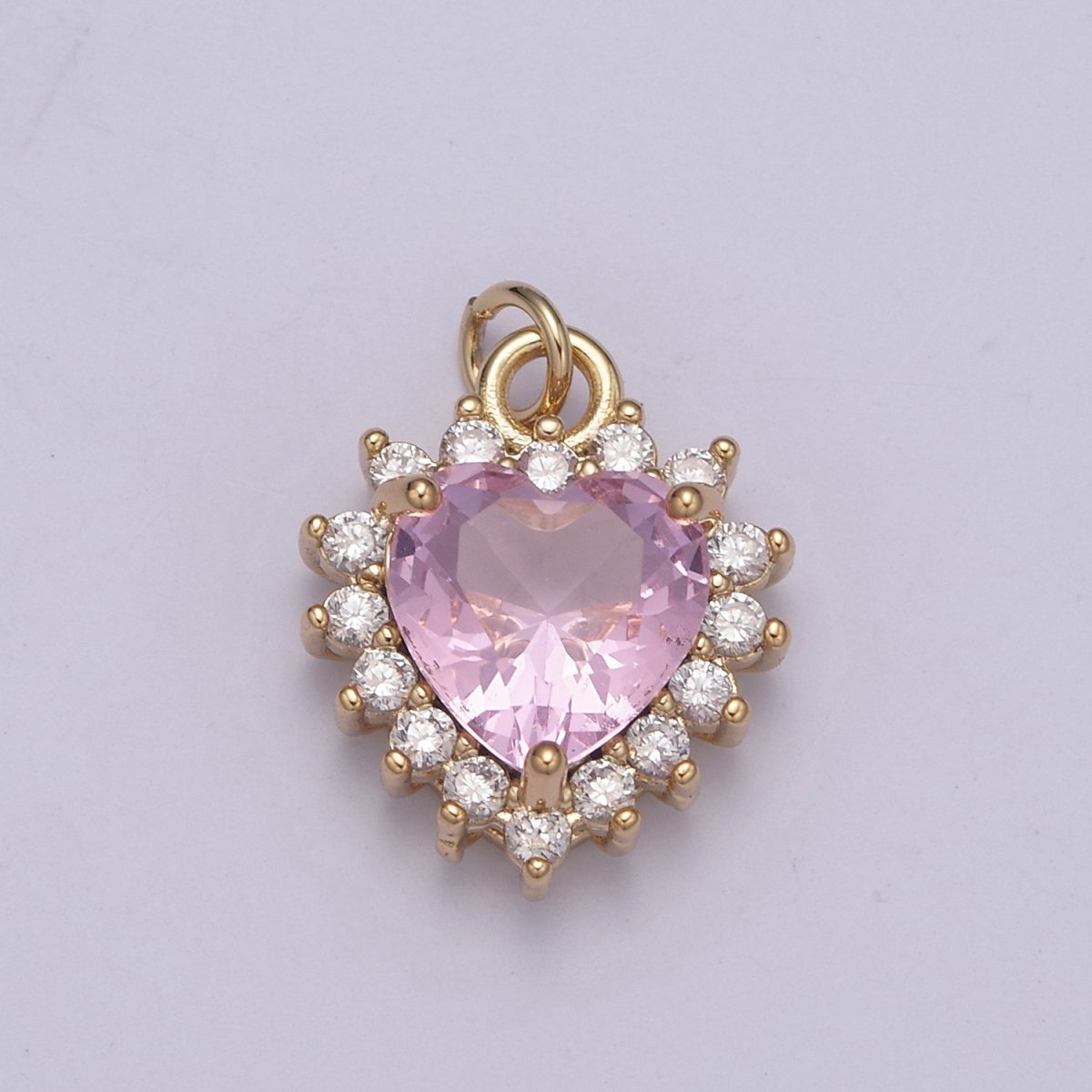 Dainty Cz Crystal Heart Shape Charm Pendant, Cubic Zirconia Crystal Heart Shape Jewelry Pendant Charm Wholesale N-289 - N-294