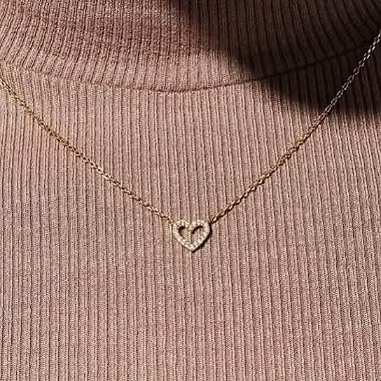 Collier Cœur Diamant Délicat Petit Cœur Amour Collier Quotidien
