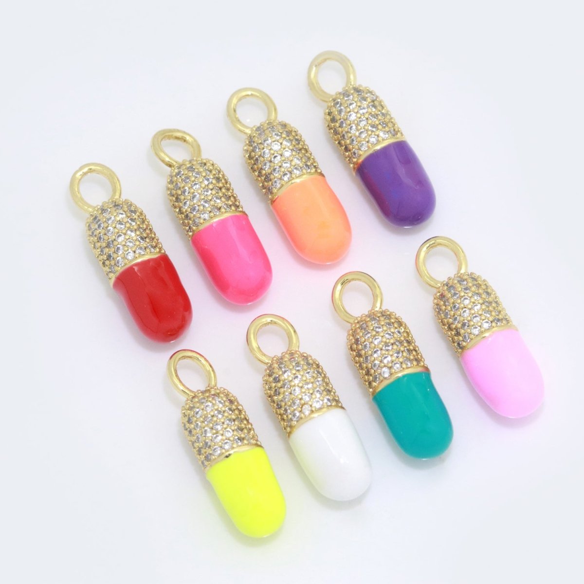 Dainty Enamel Capsule Pill CZ Cubic Zirconia Charm Pendant Fashion Y2K Jewelry Neon Colorful Women's Girl Party Necklace Pendant M-711 - M-718