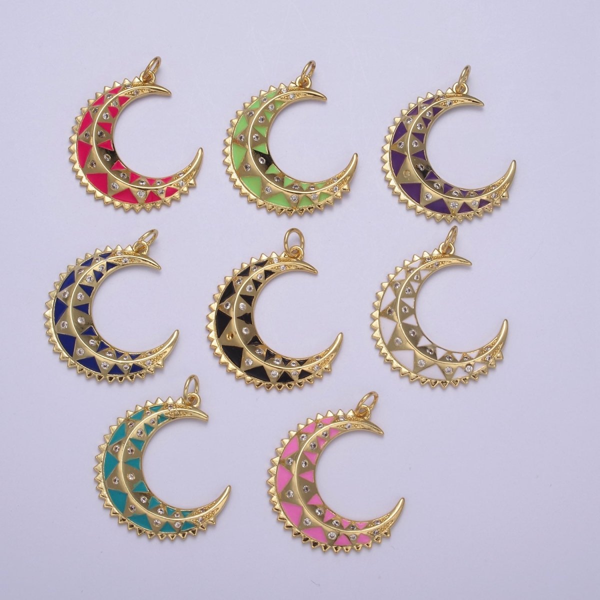 Dainty Enamel Crescent Moon Charm, Celestial Jewelry Gold Moon Pendant, 14K Gold Filled Moon Charm Pendant for Necklace Bracelet Charm Supply N-736 - N-742
