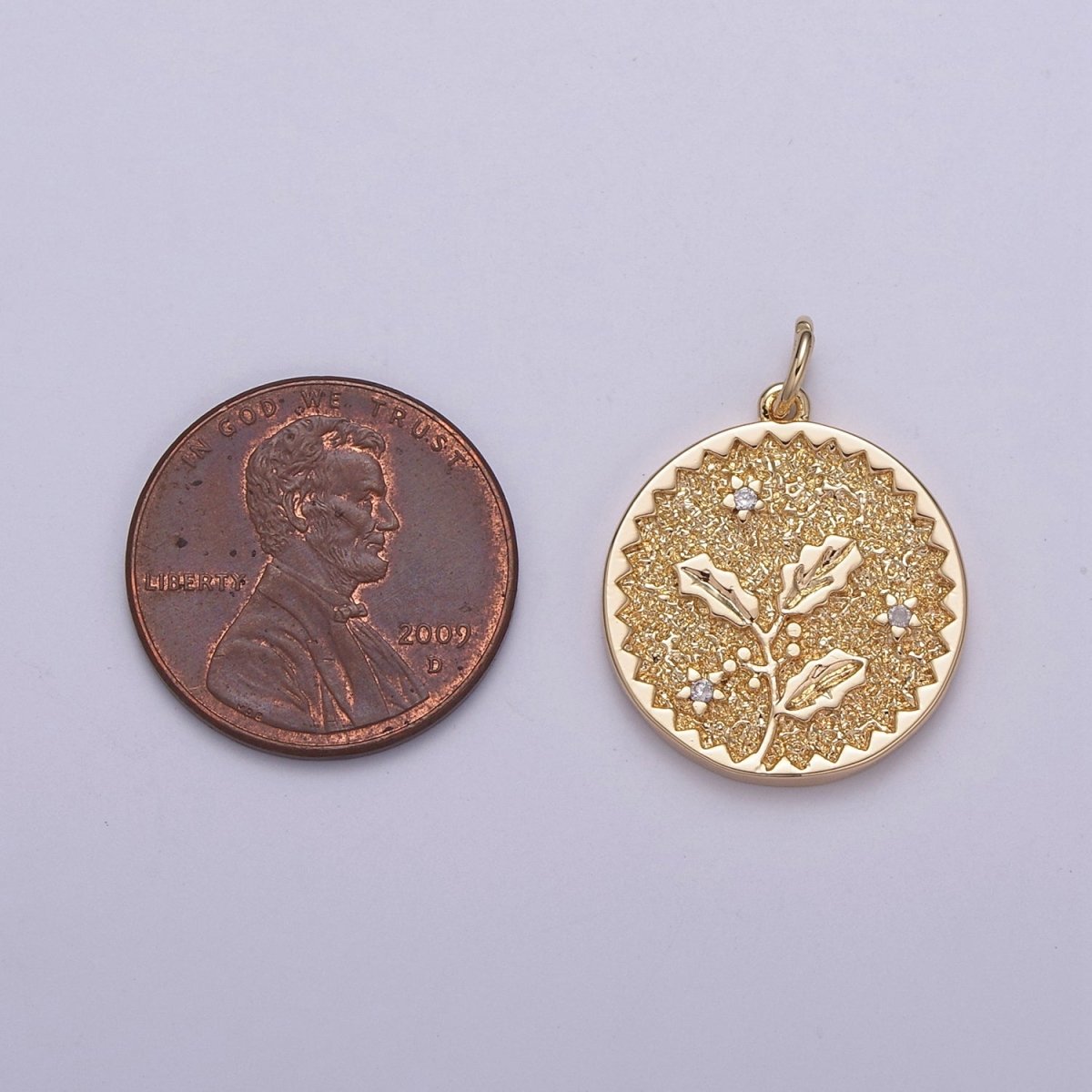 Dainty Floral Collection Sun Flower, Rose, Holly Flower, Cherry Blossom, Lotus Charm 18K Gold Filled Medallion N-189 N-190 N-191 N-192 N-201