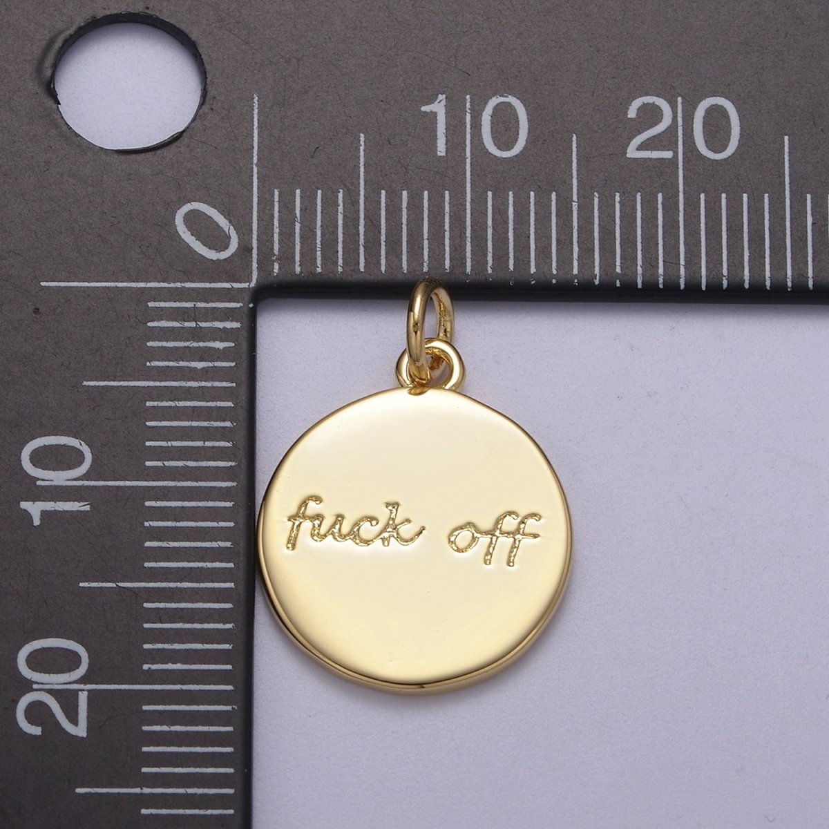 Dainty Fuck Off Charm Round Coin Disc Charm Fuck Jewelry Personalized Necklace, Swear Word Funny Add on Charm N-636