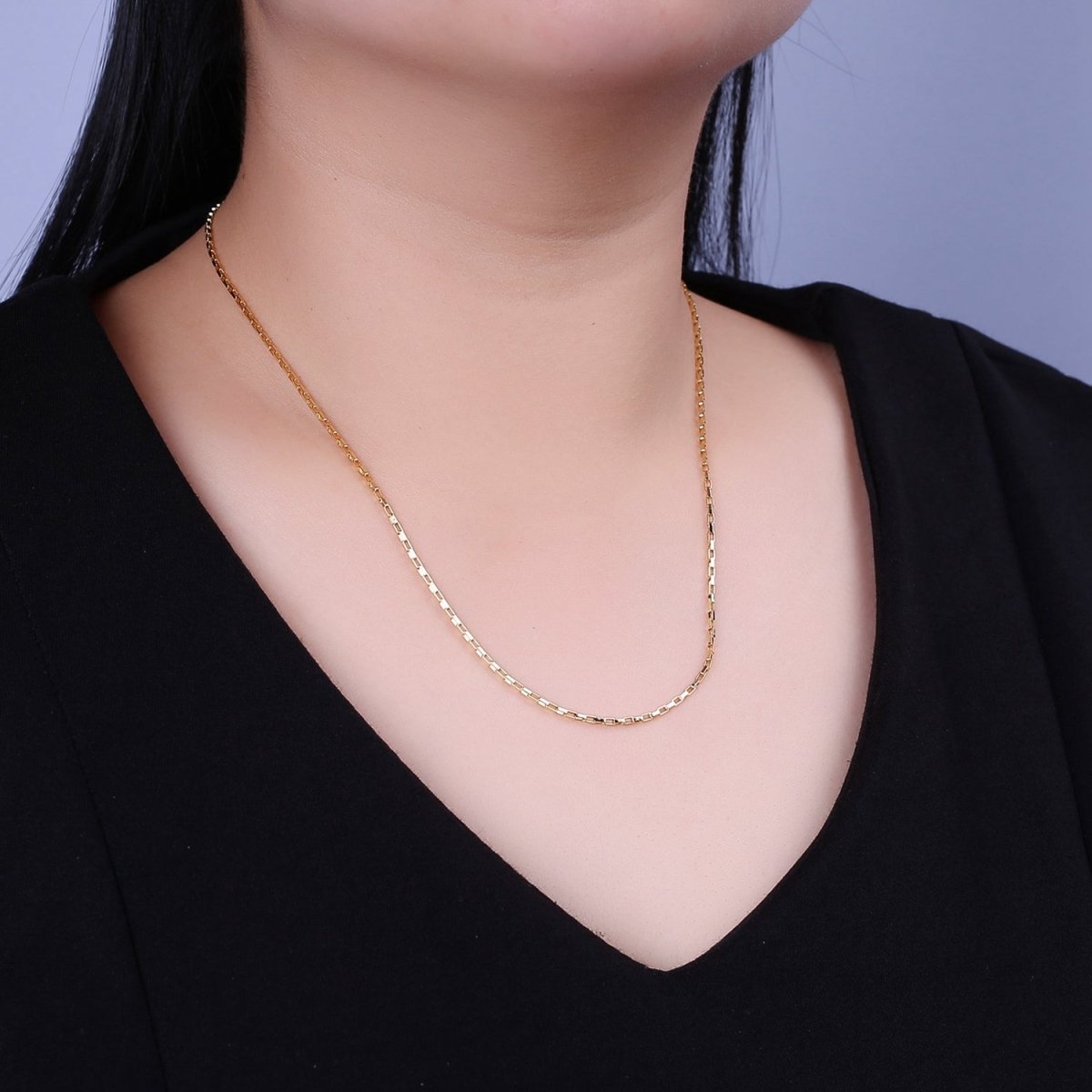 Dainty Gold Box Chain Necklace 17.8 inch + 2 inch extender Layering Jewelry | WA-870 Clearance Pricing
