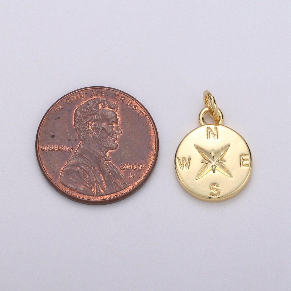 Dainty Gold Compass Charm Pendant, Adventure, Travel Charm Pendant, Nautical Charms Supply North East South West Jewelry Inspired C-817