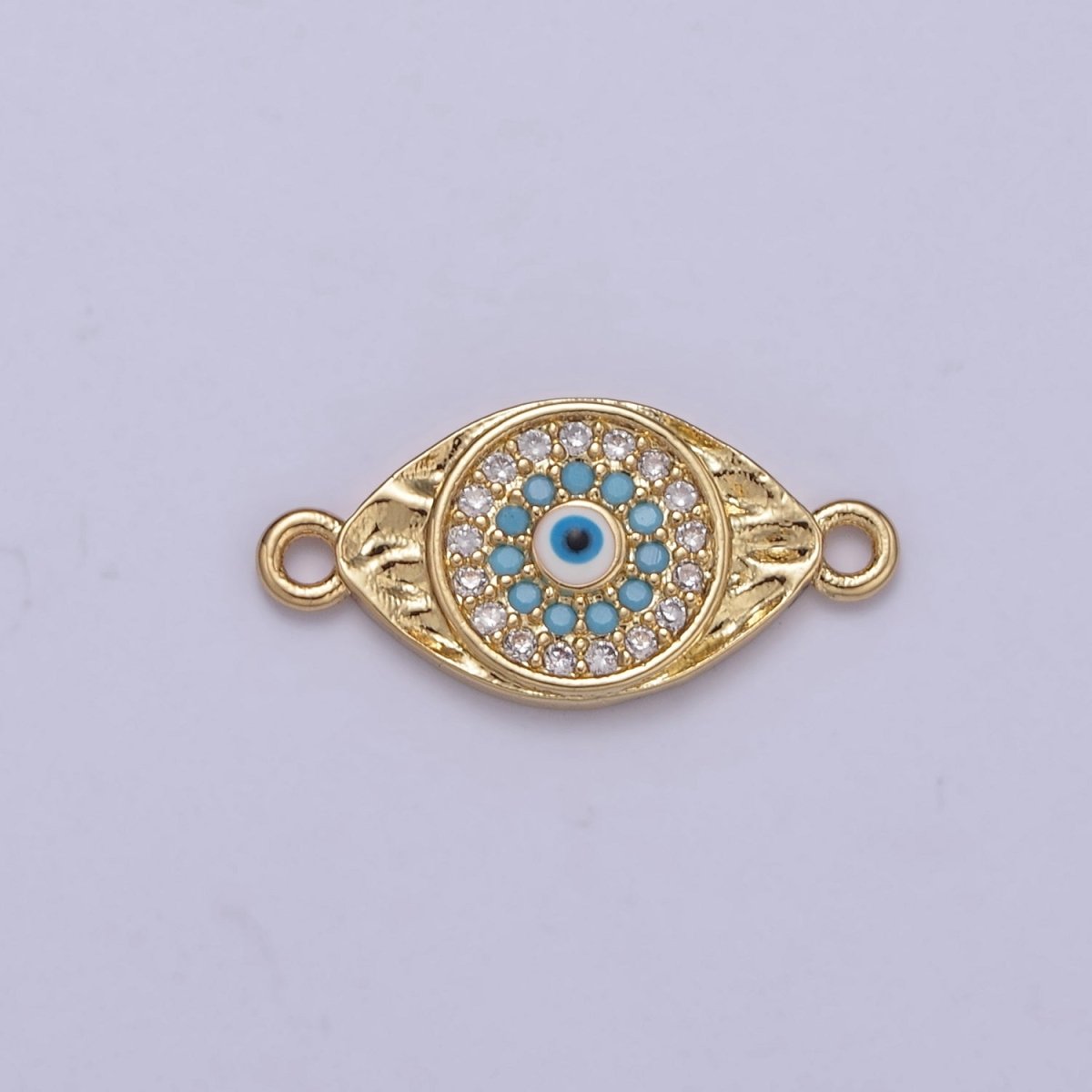 Dainty Gold Evil Eye Charm Connector F-414