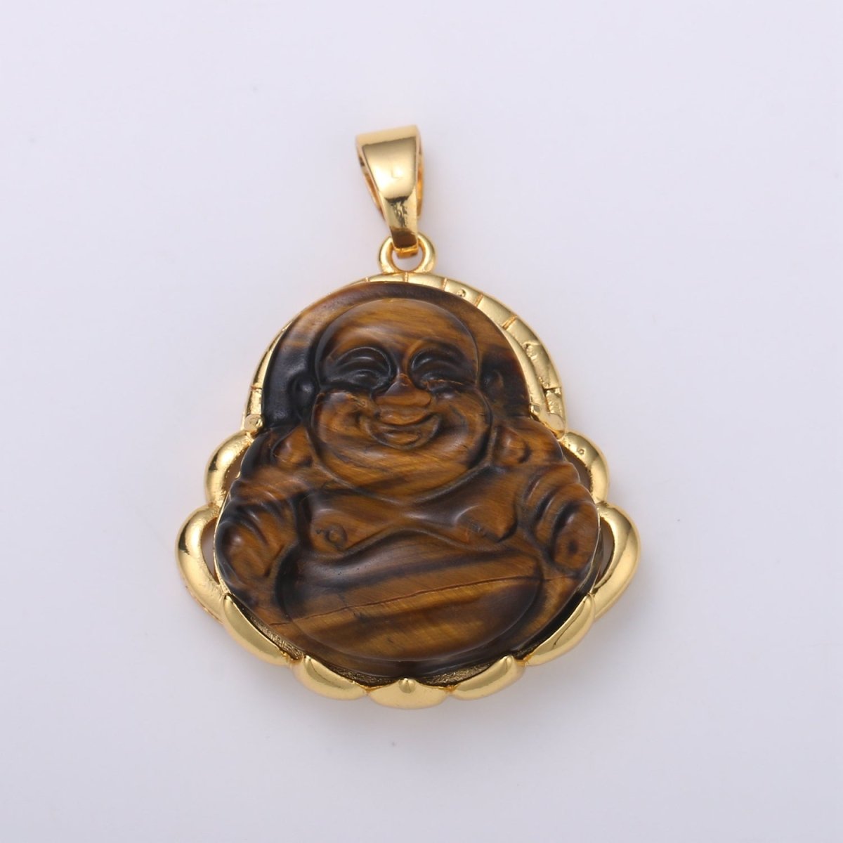 Dainty Gold Filled Buddha Pendant for Necklace Laughing Buddha Charm Tiger eye Buddha Pendant AH-281 - AH-290