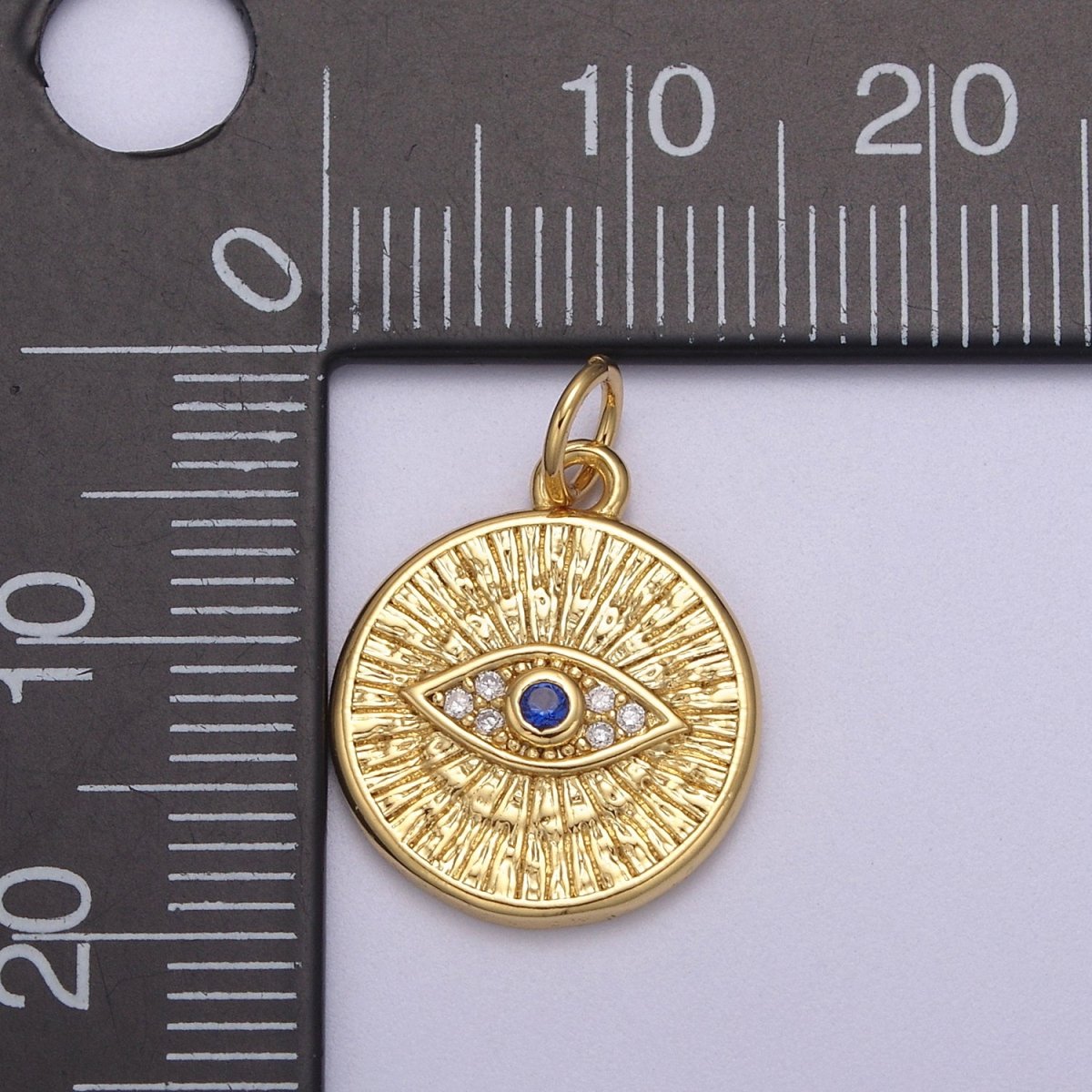 Dainty Gold Filled Coin Evil Eye Charm N-865