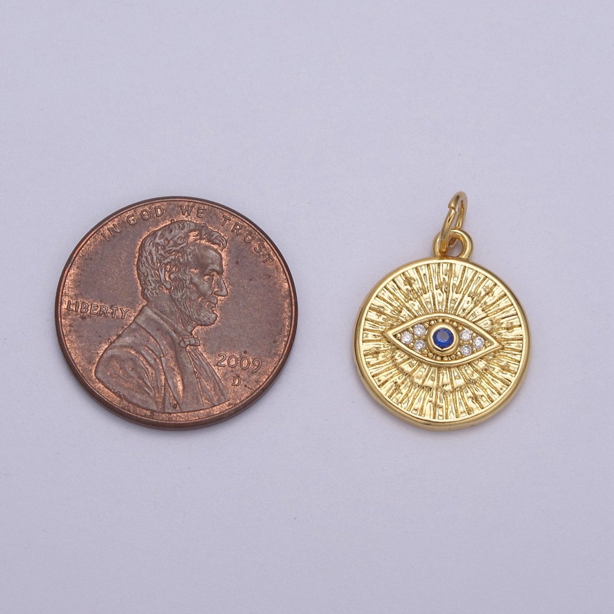 Dainty Gold Filled Coin Evil Eye Charm N-865