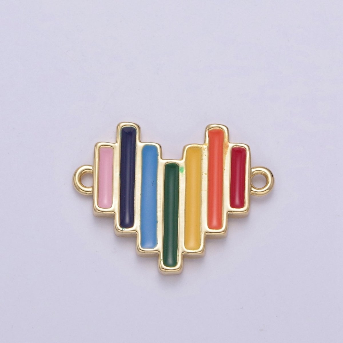 Dainty Gold Filled Enamel Rainbow Heart Connector Pendant Love Friendship Charm Necklace Bracelet DIY Valentine Jewelry Making Supply Y-446