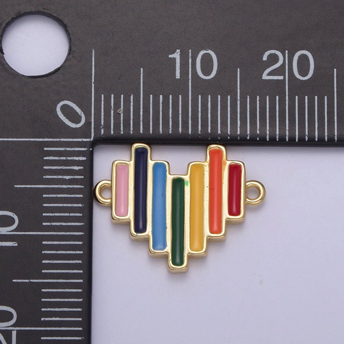 Dainty Gold Filled Enamel Rainbow Heart Connector Pendant Love Friendship Charm Necklace Bracelet DIY Valentine Jewelry Making Supply Y-446