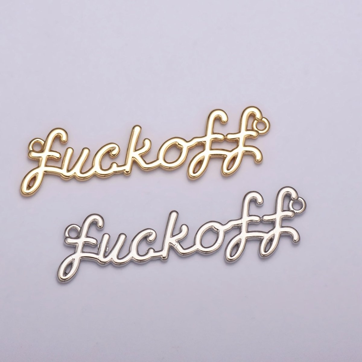 Dainty Gold Filled Fuck Off Charm for Necklace Bracelet, Fuckoff Link Connector, Fuck Off Word Cursive Jewelry Silver Personalized Script Necklace, Swear Word Pendant Trend Jewelry Y-00401 Y-00402