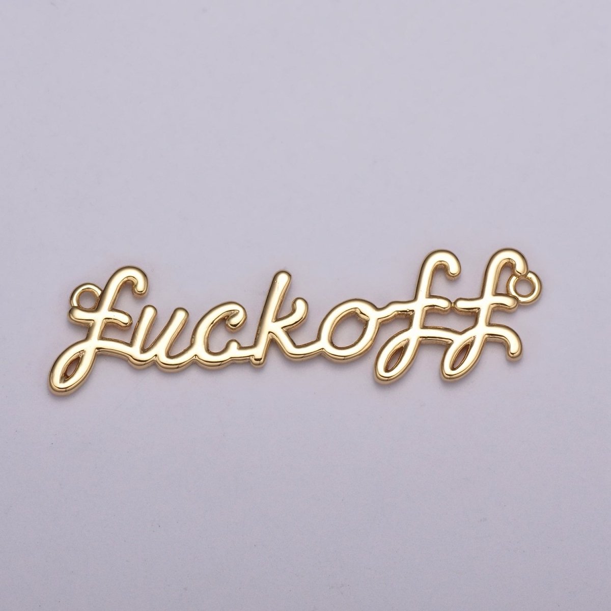 Dainty Gold Filled Fuck Off Charm for Necklace Bracelet, Fuckoff Link Connector, Fuck Off Word Cursive Jewelry Silver Personalized Script Necklace, Swear Word Pendant Trend Jewelry Y-00401 Y-00402