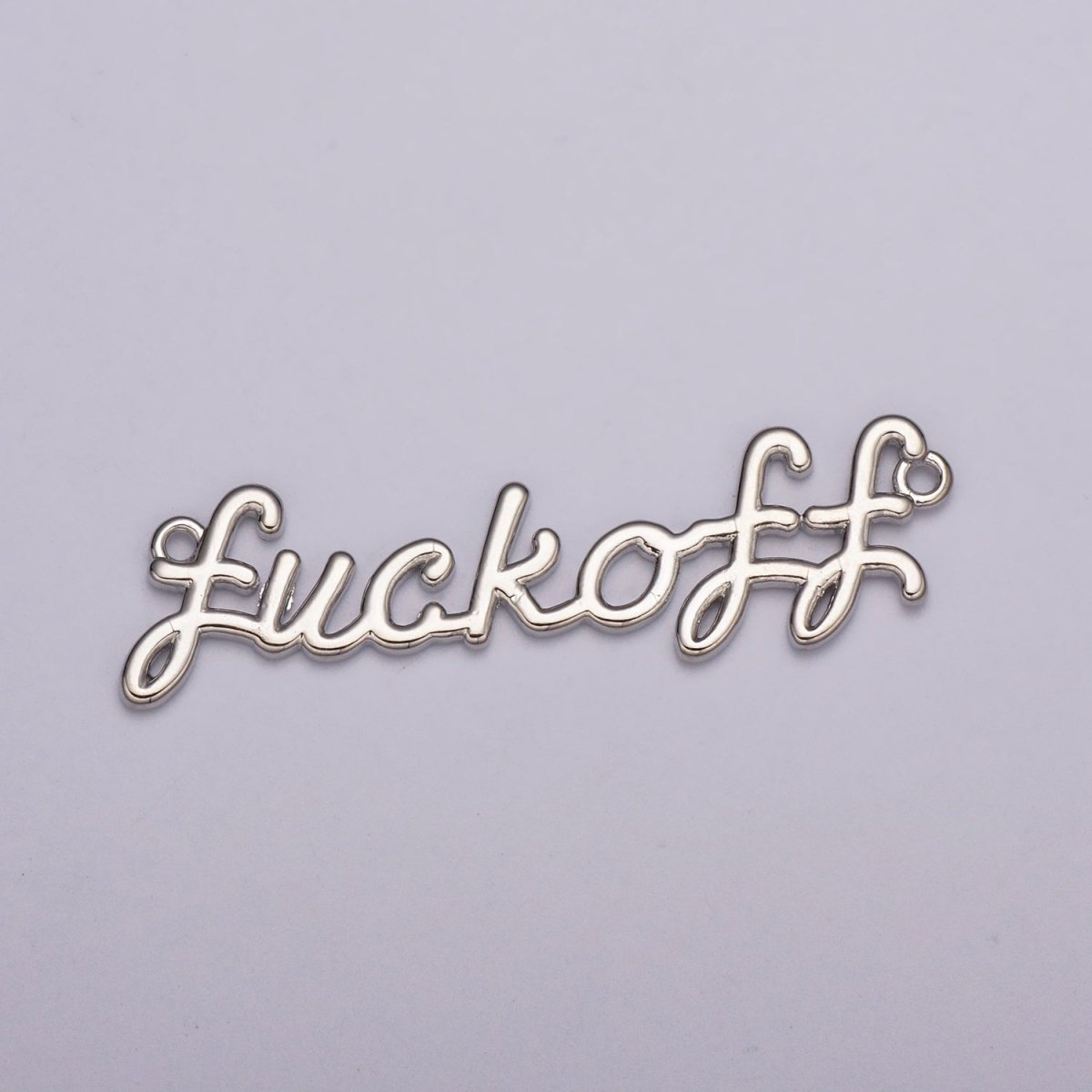 Dainty Gold Filled Fuck Off Charm for Necklace Bracelet, Fuckoff Link Connector, Fuck Off Word Cursive Jewelry Silver Personalized Script Necklace, Swear Word Pendant Trend Jewelry Y-00401 Y-00402