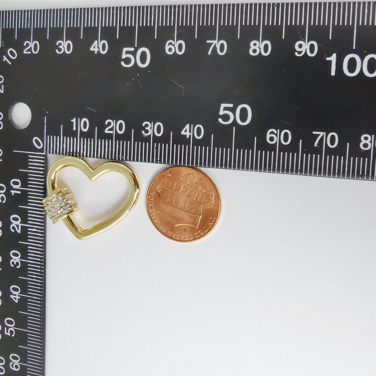 Dainty Gold Filled Heart Carabiner Screw Lock Padlock Clasp K-775