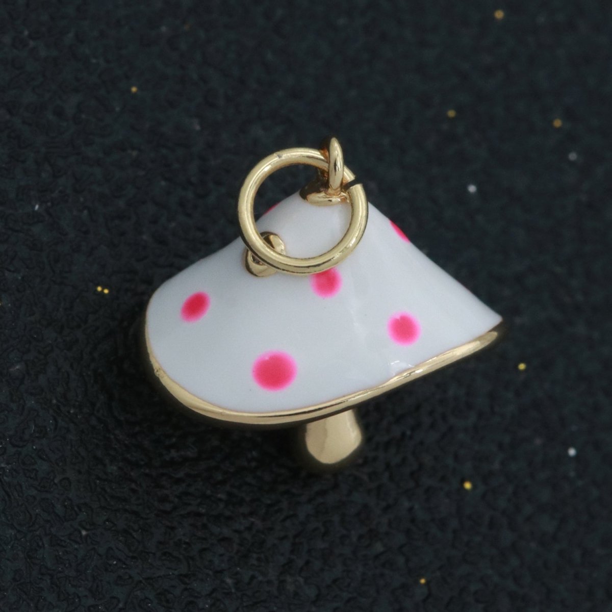 Dainty Gold Filled Magic Mushroom Charm White Mushroom Pendant Novelty Charm Fungi Jewelry Mushroom Gift Funky for Bracelet Necklace Earring M-605