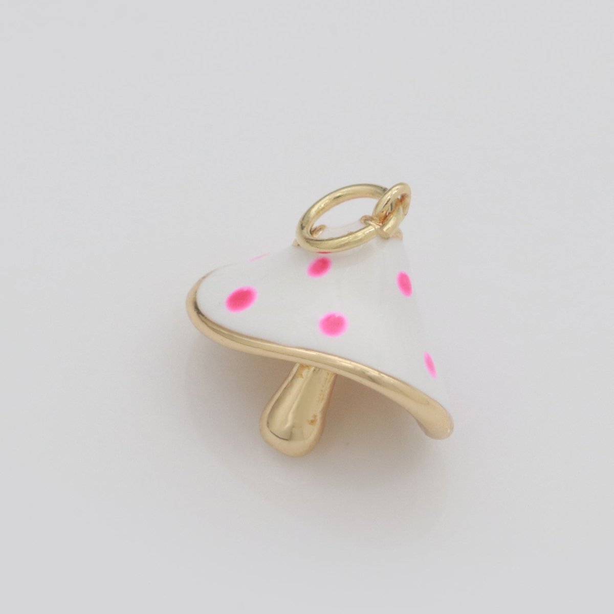 Dainty Gold Filled Magic Mushroom Charm White Mushroom Pendant Novelty Charm Fungi Jewelry Mushroom Gift Funky for Bracelet Necklace Earring M-605
