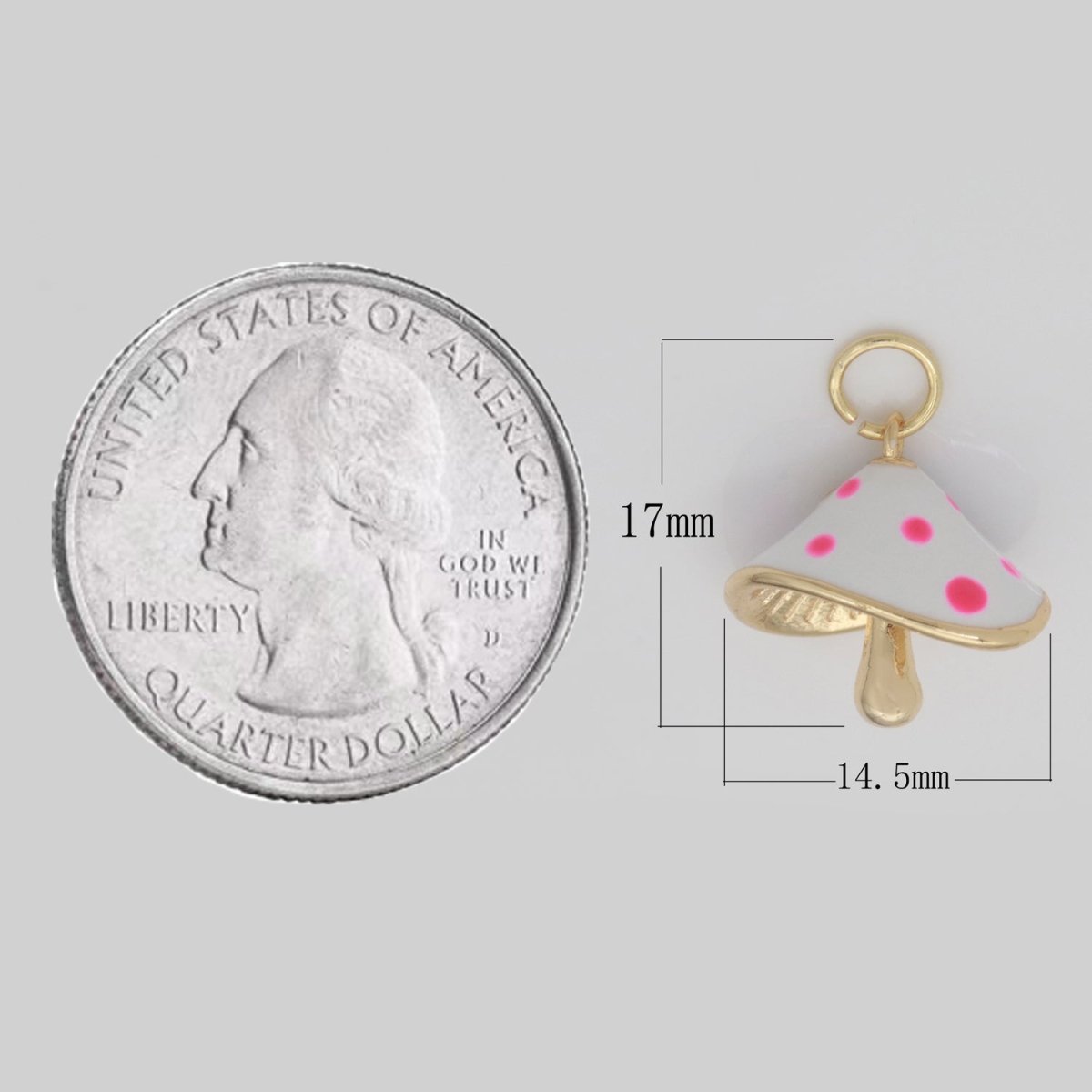 Dainty Gold Filled Magic Mushroom Charm White Mushroom Pendant Novelty Charm Fungi Jewelry Mushroom Gift Funky for Bracelet Necklace Earring M-605